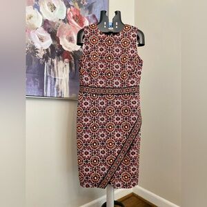 Fall Retro Asymmetrical Geometric Pattern Liz Claiborne Bohemian Dress Sz 14